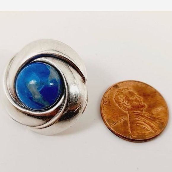 Vintage Sterling Silver Round Earrings - Picture 4 of 6